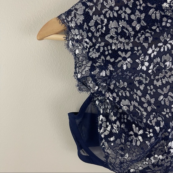 VICTORIA'S SECRET Navy Blue Silver Dream Angels Unlined Demi Lace Bralette - Picture 6 of 12